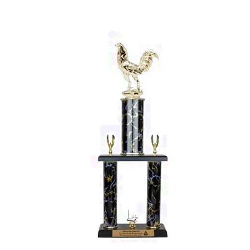 Same Day Awards 2 Post Trophy Rooster Trophy - Personalize/Customize w/Free Engraving