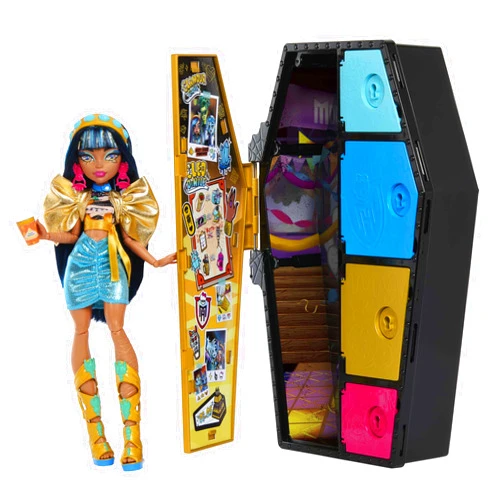 Monster High Skulltimate Secrets Doll & Clothes Accessories Set, Cleo De Nile with Dress-Up Locker & 19+ Surprises