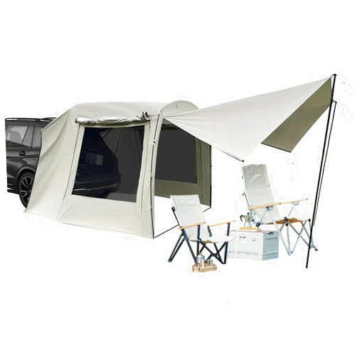 CheriMuMu Car Awning Outdoor Tent for SUV MPV Sedan, Universal Canopy Waterproof Camping Tents with 2 Mesh Windows, Portable Tailgate Shade Awning Tent, Up to 6-Person Capacity Camping Accessories