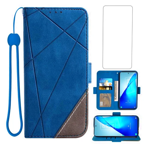 Asuwish Compatible with TCL 20S/TCL 20 5G/TCL 20L/TCL 20L+ Plus Wallet Case and Tempered Glass Screen Protector Leather Flip Card Holder Stand Cell Accessories Phone Cover for TCL20S TCL20L+ Men Blue