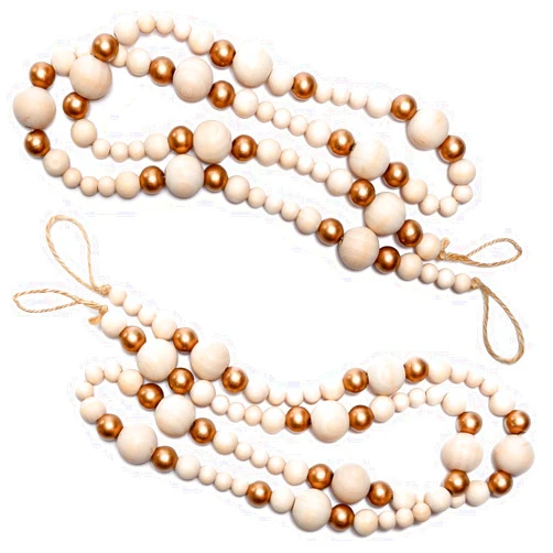 WSHT FONCUN 2PACK Christmas Tree Wood Bead Garland 48 Inch Each (96 inch Total), Wood Christmas Tree Garlands, Garland for Xmas Tree, Xmas Trees Garlands Wooden Beads