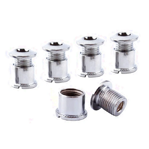 Yundxi 5 Sets Steel Bicycle Crank M8 Bolts Nuts Bike Disc Plate Female/Male Nail Screws Chainring Bolt Crankset Bolts Nuts Set