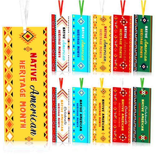 Cholemy 200 Pcs Native American Heritage Bookmarks for Kids Indigenous Pride Bookmarks Bulk With Ribbon for Native American Heritage Month School Classroom Educational Learning Activities Reward Gifts