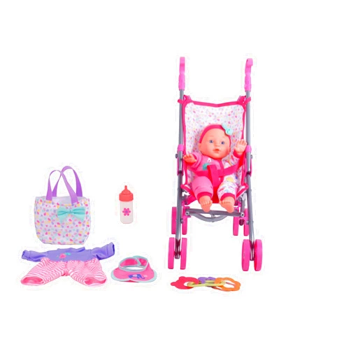 Dream Collection, Baby Doll Care Gift Set with Stroller - Lifelike Baby Doll and Accessories for Realistic Pretend Play, Posable Soft Toy - 12”