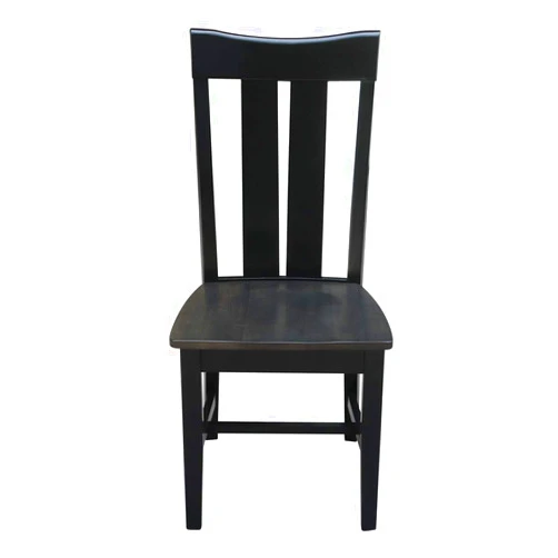 IC International Concepts, Set of Two Ava Dining Chairs, Coal/Washed Black, 225lbs wt capacity, Solid Real Wood, Sturdy Parawood, Coal/Washed Black