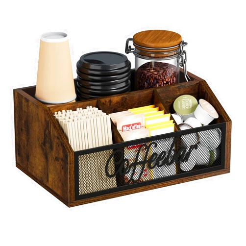 YINMIT Coffee Station Organizer for Countertop,Coffee Bar Accessories and Organizer for Coffee Pods,Syrup,Cups,and Stirrer,Coffee Condiment Organizer,Coffee and Tea Organizer,Office Coffee Station