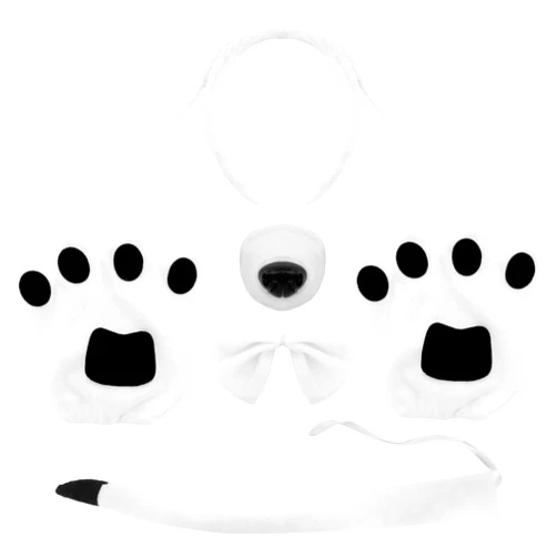 Gvhntk 5Pcs Puppy Dog Ears Costume Set Long Ears Headband Bowtie Nose Tail Paw Glove Costume Floppy Animal Cosplay Accessories Adult