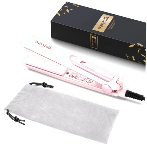 Wavytalk Mini Portable Flat Iron, 0.7 Inch Dual Voltage Hair Straightener - Small Flat Irons for Short Hair, Curls Bangs, Worldwide Use Travel Flat Iron, Pink