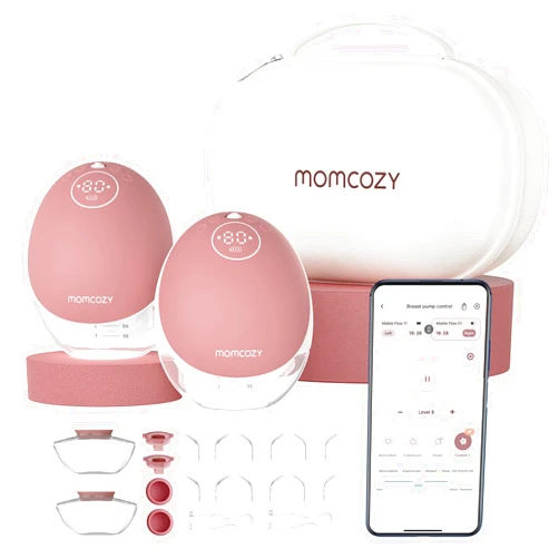 Momcozy Breast Pump Hands Free Mobile Flow | M9, App Discreet Control with Personalized Multi-Modes & 15 Levels, Independent Breastmilk Storage, Wearable Breast Pump M9 24mm, 2 Pack