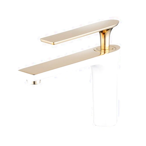 Gudetap Bathroom Sink Faucet White/Gold Painting Single Handle Bowl Basin Mixer Tap Single Hole Lavatory Vanity Sink Faucets Gudetap GT7507WG