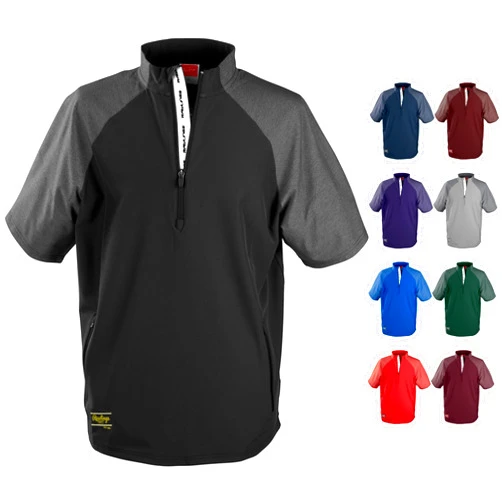 Easton Rawlings Men's Standard COLORSYNC Short Sleeve Cage Jacket Sizes | Multiple Colors, Black, Adult X-Large