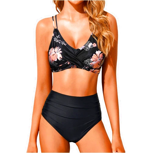 Holipick Women High Waisted Bikini Set Two Piece Swimsuits Push up Wrap Swim Suits Top Tummy Control Bathing Suit