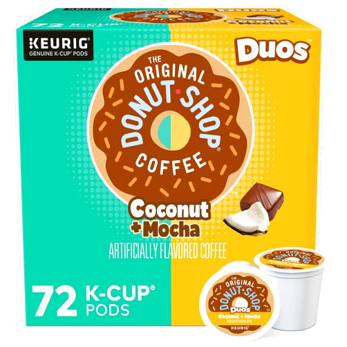 The Original Donut Shop Duos Coconut + Mocha Keurig Single-Serve K-Cup Pods, Medium Roast Coffee, 72 Count