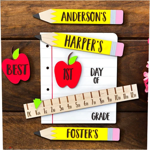 Life4Gifts Personalized First/100th/last Day of School Interchangeable Back to Sign Prop for Kids Gift Ideas, First Pre K, 1st Grade Supplies, Board 2024 2025