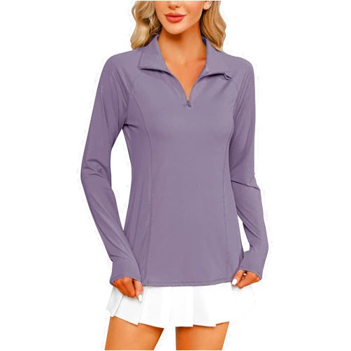 LOMON Women Long Sleeve Shirts Sun Protection 1/4 Zip Summer Quick Dry Hiking Shirts Quarter Zip Pullover for Women