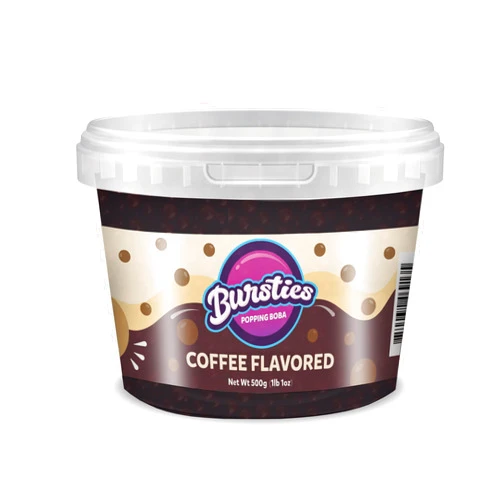 Bursties Coffee Flavored Popping Boba | Bursting Boba for Coffee, Bubble Tea, Desserts, Breakfasts and Snacks | Coffee Flavored Bursting Boba