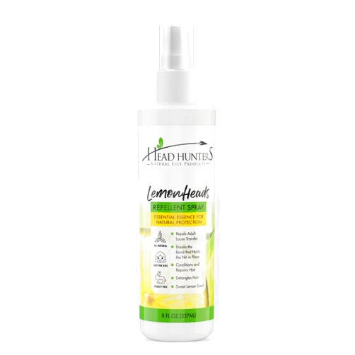 Head Hunters Natural Lice Products Head Hunters Lemon Heads Spray Natural Head Lice Repellent Spray for Kids and Adults - Natural and Safe Lice Prevention Spray for Kids - 8 Ounce