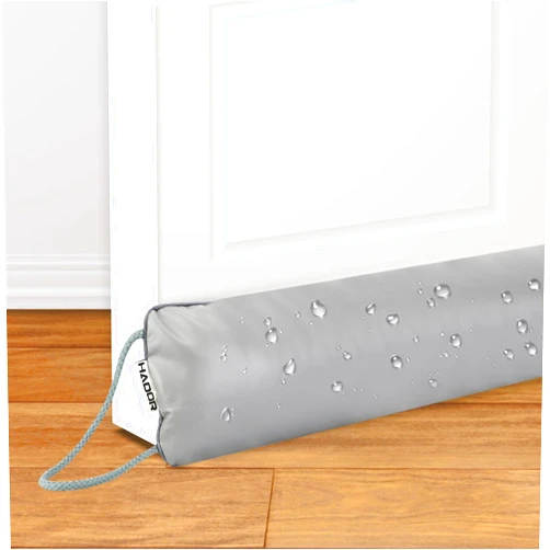 HADOR Door Draft Stopper for Bottom of Doors 36 Inch, Waterproof Weighted PU Leather Door Snake Noise/Breeze/Cold Air Blocker, Gray Under Door Pillow Stopper