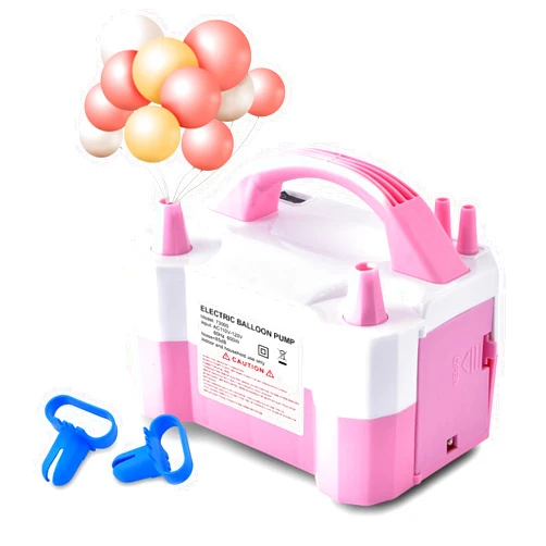 YIKEDA Electric Air Balloon Pump, Portable Dual Nozzle Electric Balloon Inflator/Blower for Party Decoration,Used to Quickly Fill Balloons - 110V 600W [Pink]
