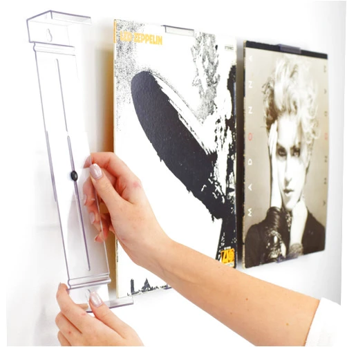 CollectorMount Album Mount 1 Pack Wall Mount Album Frame Brackets or Shelf Stand, Adjustable, Clear to display Vinyl Records
