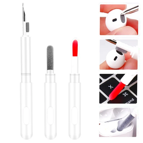 Longfun Cleaning Pen Kit for Airpods Pro - 4 in 1 Keyboard and Earphone Cleaner Compatible with Earbud Airpod Cleaner Kit for Apple iPhone Camera Bluetooth Phone Electronic Headphone Case Tool