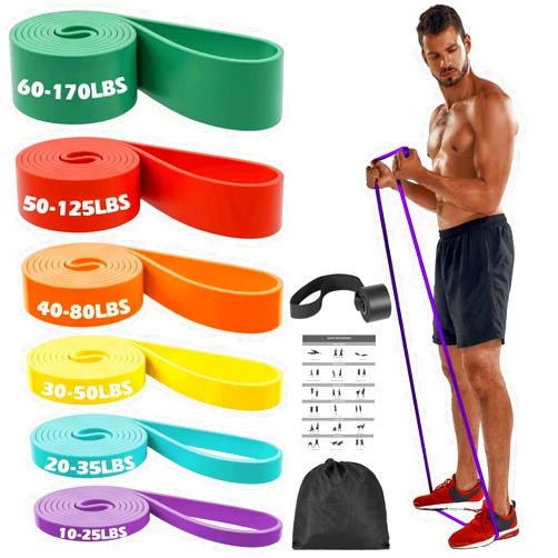 Zacro Resistance Bands, 6 Resistance Levels Pull Up Assistance Bands, Exercise Bands for Men&Women, Heavy Duty Resistance Band Set with Door Anchor, for Working Out, Muscle Training, Physical Therapy