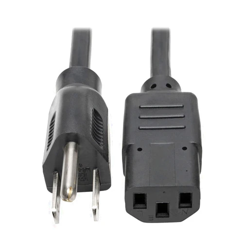Tripp Lite Standard Computer Power Cord 10A,18AWG (NEMA 5-15P to IEC-320-C13) 1-ft.(P006-001) Black