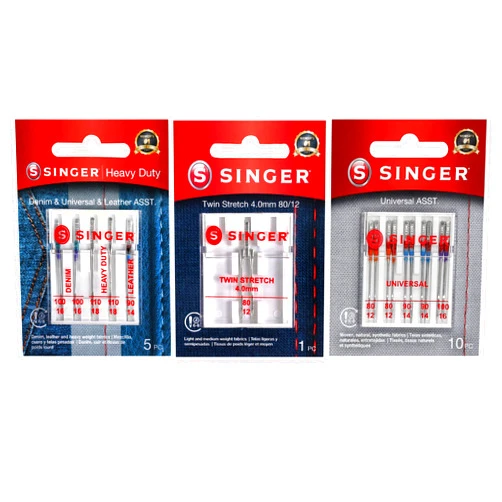 SINGER Assorted Denim Sewing Machine Needle Bundle in Sizes 80/12, 90/14, 100/16, and 110/18, 16 pc Set
