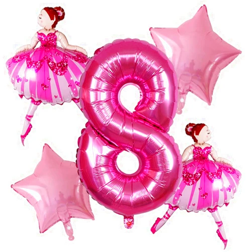 DIWULI Ballerina Birthday Decoration 8 Years Set - Ballerina Decoration Ballet Princess