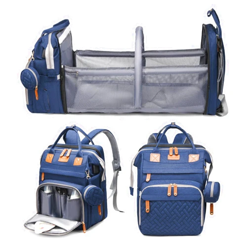 Jeryswet Baby Diaper Bags with Changing Station, Waterproof Large Capacity Diaper Bag Backpack for Moms Dads with USB Charging Port and Stroller Straps, Baby Shower Gifts, Blue