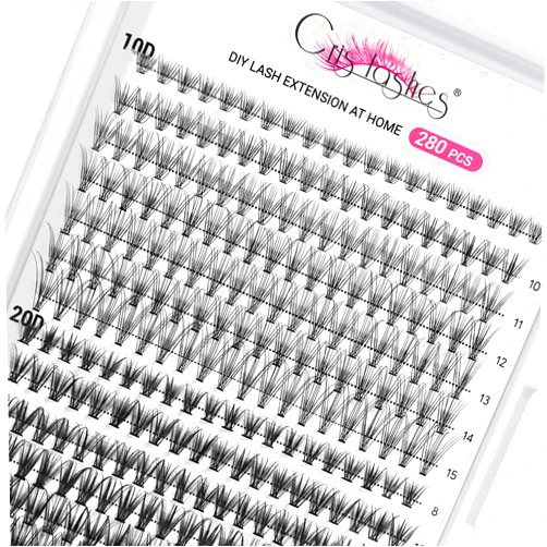 Crislashes 280 PCS Individual Lashes Cluster DIY Lash Clusters 10D 20D D Curl 8-15mm Cluster Lashes DIY Individual Eyelashes Lashes Wisps Reusable Soft Mini Cluster Eyelash Extensions at Home (10D/20D D 8-15mm)