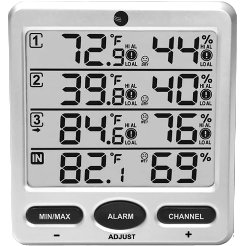 Ambient Weather WS-10-C Wireless Indoor/Outdoor 8-Channel Thermo-Hygrometer, Console Only