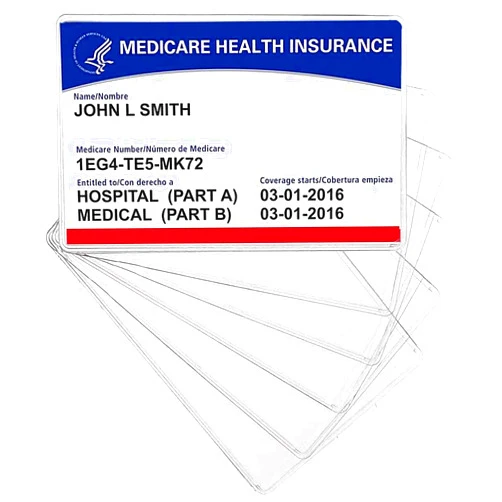 Leader Jin 10 Pack New Medicare Card Holder Protector Sleeves, 12Mil Clear PVC Soft Water Resistant Medicare Card Protector Sleeves for Medicare Card Credit Card Business Card Social Security (Matte 10 Pack）