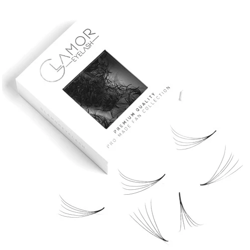 Glamoreyelash 500 Promade Fans Loose Paper Box, Natural Eyelash Extension Handmade Lashes Extension Mink Lashes 5-10D, 0.05/0.07mm, C D Curl, 8-16mm Length for Fluffy Eyelash Cluster | 8 - 16mm Length for Fluffy Eyelash Cluster(5D-0.07-C,8mm)