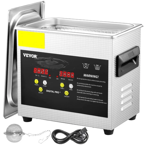VEVOR 3L Enhanced Ultrasonic Cleaning Machine (200W Heating,120W Ultrasonic Power) - Digital Professional Lab Cleaner with Heating and Timing Functions for Jewelry, Glasses, and Components