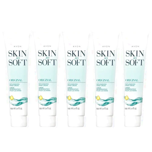 Avon Skin So Soft Original Replenishing Hand Cream – 5 Pack, 3.4 fl. oz. – With Jojoba Oil for 24+ Hour Moisturization, Nourishes & Softens, Fresh Herbal Scent, Dermatologist Tested