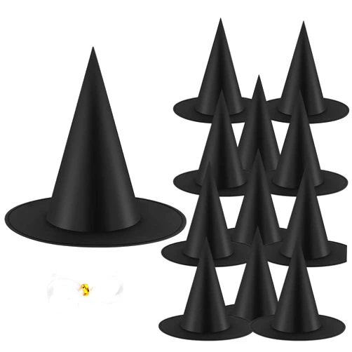 KSPOWWIN 12PCS Halloween Witch Hats Witch Costume Accessory, Black Witch Hat for Halloween Party Decoration