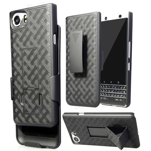 Nakedcellphone Case with Clip for BlackBerry KEYone, Nakedcellphone Black Kickstand Cover + Belt Hip Holster for BlackBerry KEYone Phone (Verizon/ATT/Sprint/Unlocked)