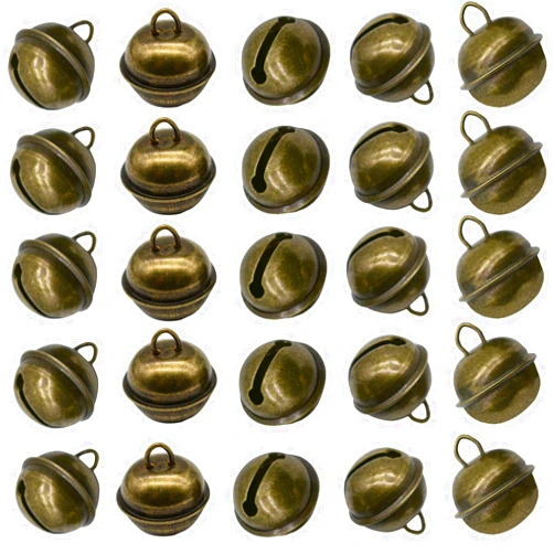 Maydahui 50PCS Vintage Jingle Bell 1 Inches Antique Decorative Tone Copper Bell for Pet Dog Cat Pendants Christmas Tree Crafts Decoration