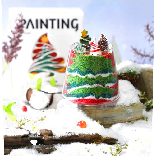 HuJiu Yaba Christmas Sand Painting Aromatherapy Candles DIY Kit, Creative Home Decoration