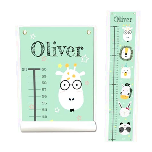 Sungwon Personalized Canvas Growth Chart for Kids, Height Chart for Kids, Growth Chart Banner with Name