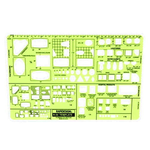 Rapidesign Plumbing Fixtures Plan Template, 1 Each (R26)