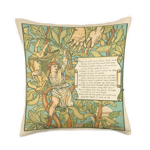 English Fairy Tale with Magic Beans Jack and The Beanstalk Climbing Throw Pillow