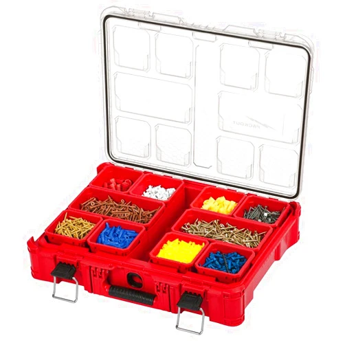 Yuqidian 48-22-8430 For Milwaukee10-Bin Impact Resistant Polymer Packout Organizer Length 19.76 in. Width 15 in. Height 4.61 in.
