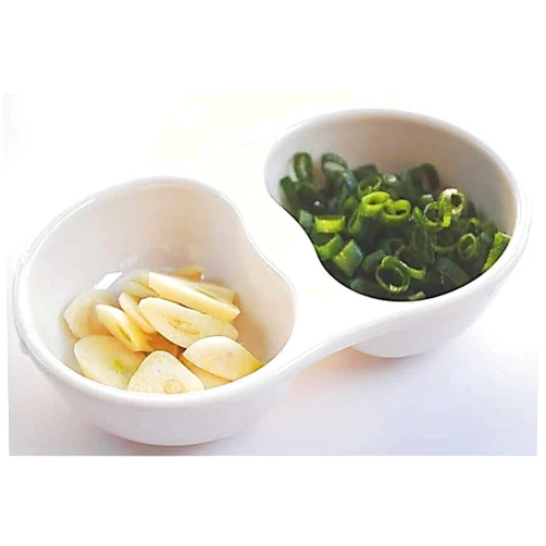 Z-Moments Melamine 2-Compartment Divided Plastic Sauce Dishes, Ivory, 24-pcs per case (2 dozen)