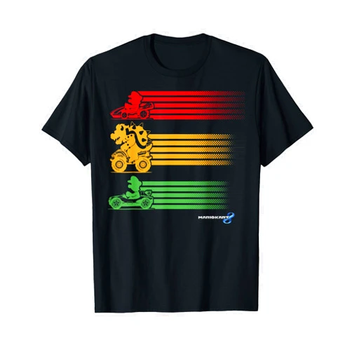 Mario Kart Mario Bowser Yoshi Line Stack T-Shirt