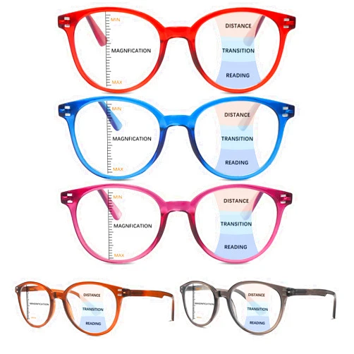 COJWIS Progressive Multifocus Reading Glasses for Women - 5 Pack Bifocal Computer/Book Readers