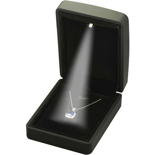 The Jewellery Pak LED Black Necklace Pendant Chain Earring Set Jewelry Gift Box for Wedding, Engagement Lighted Gift box for Women Men