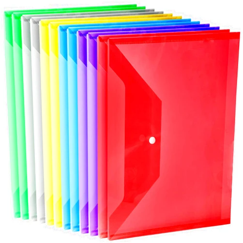LEOBRO Plastic File Folders, 12 PCS Plastic Folders for Document, A4 Size Plastic Envelopes with Snap Closure, Clear File Folders Document Folders File Bags for School Office, Filling Product