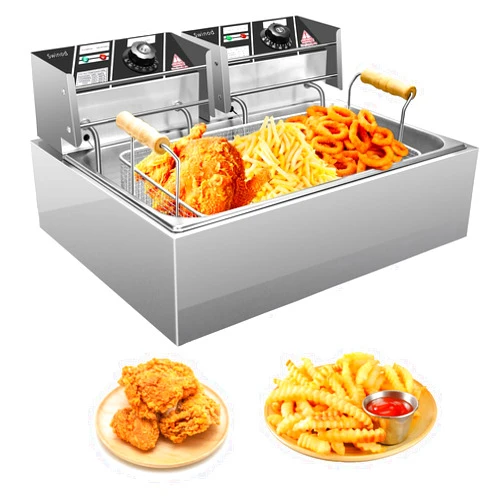 Swinod Commercial Deep Fryer with Basket for Restaurant or Home Use, Detachable Large Capacity Stainless Steel Countertop Electric Oil Fryer with Temperature Control